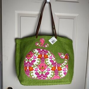 NWT Vera Bradley Lilli Bell Seashore Tote Straw Tote Retired